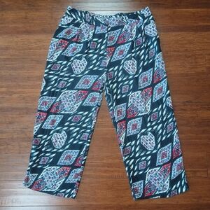 Vince Camuto Multicolor Black/Red Wide Leg Moroccan Ikat Pants Size‎ 14 Pockets
